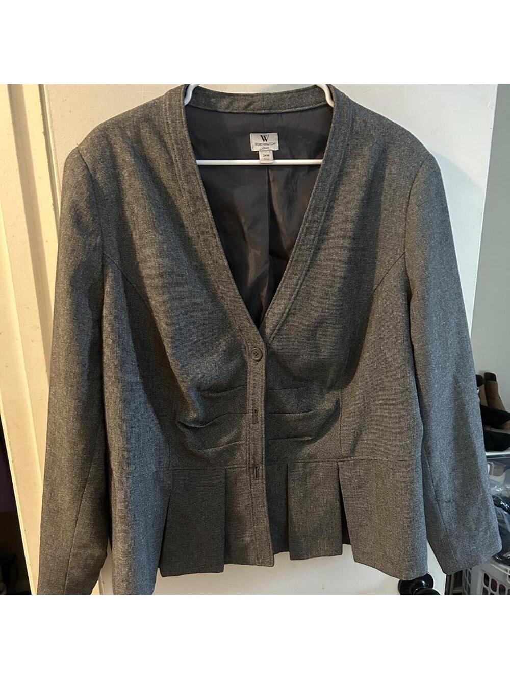 Vintage Worthington gray blazer with ruched front detail 24W